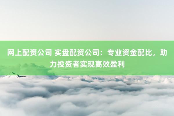 网上配资公司 实盘配资公司：专业资金配比，助力投资者实现高效盈利